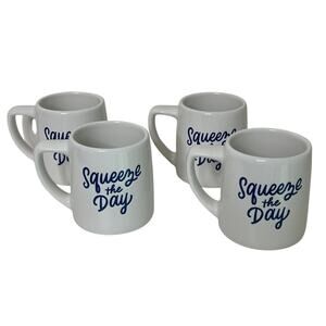 Squeeze the Day Coffee Mugs Stoneware Set of Four 12 ounce